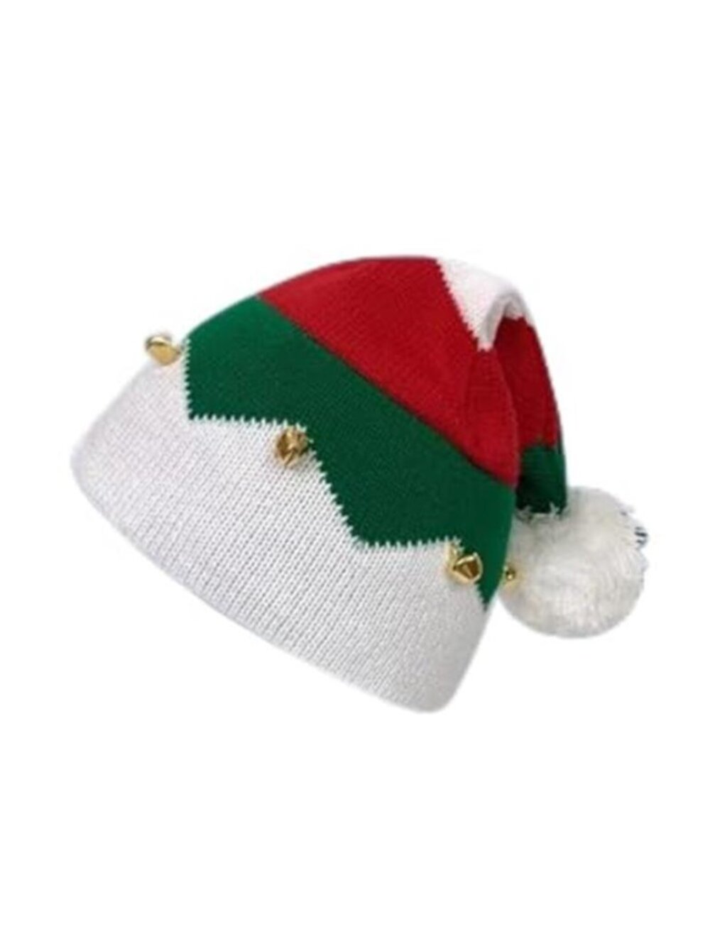 Christmas Knit Hats Red Color-Block Bell Family Matching Winter Hats